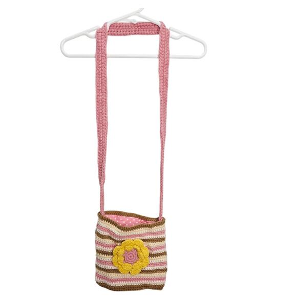 Matilda Jane Small Kids Crochet Purse With Yellow Flower  7"x 7" new with tags - Picture 1 of 9